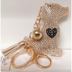 PORTACHIAVI CANE ORO STRASS...